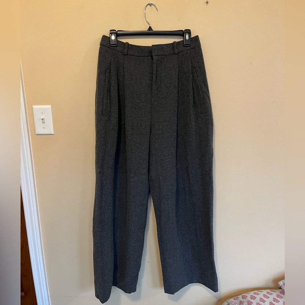 Wide-leg high rise banana republic wool mix slacks